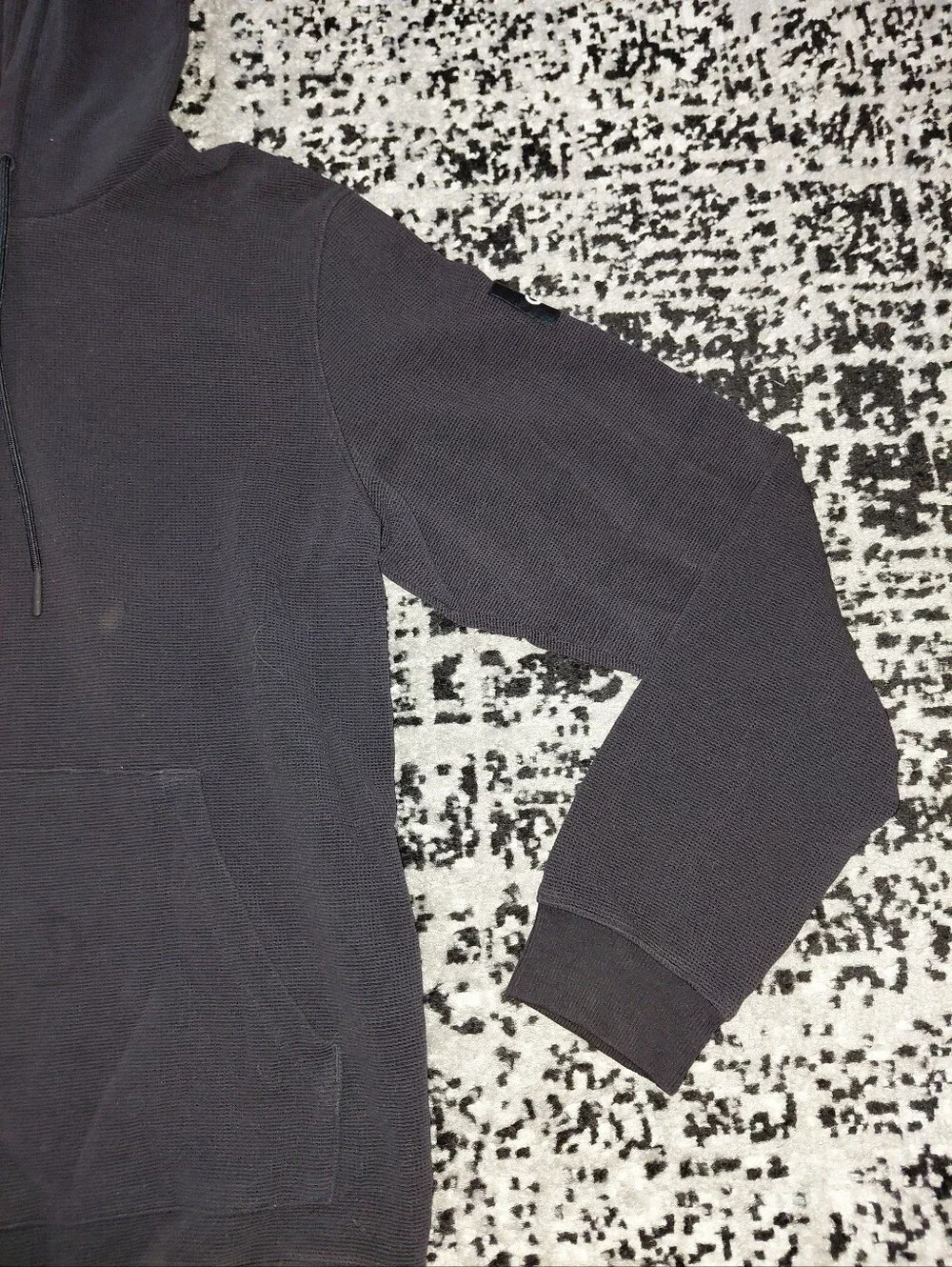 Alo Black Waffle Knit Pullover Hoodie Medium? Minimalist Athleisure CC